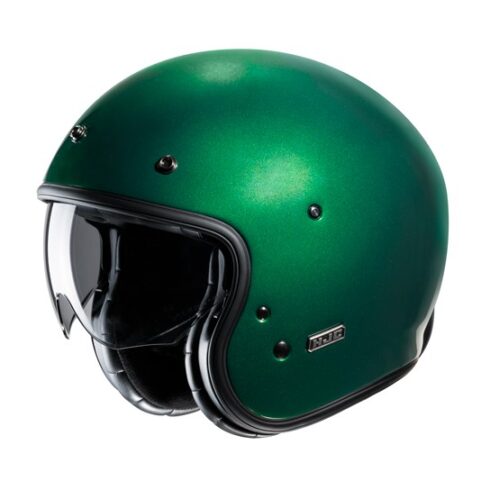 HJC casco jet V31 vintage Uni verde mate