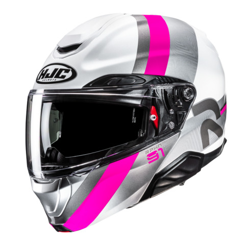 HJC Casco Moto modular RPHA 91 FENSH MC8 rosa blanco