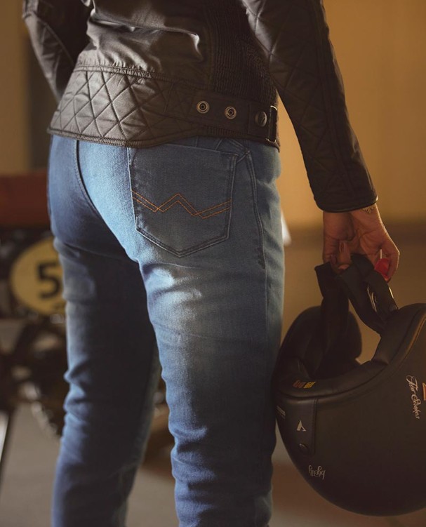 By City pantalón vaquero moto mujer Route II azul oscuro - Imagen 2