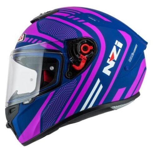 NZI casco moto integral Trendy 3 Stream connected azul rosa