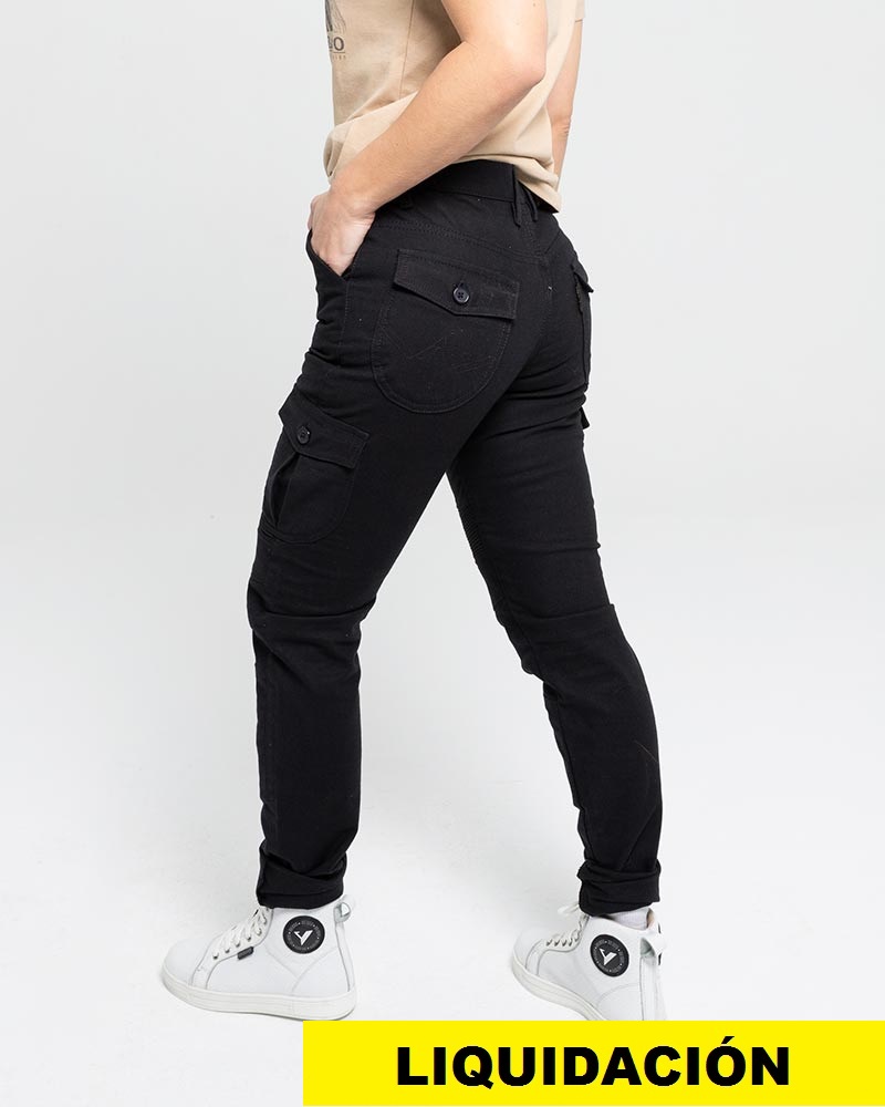 By City pantalón algodón moto mujer Mixed III Slim negro