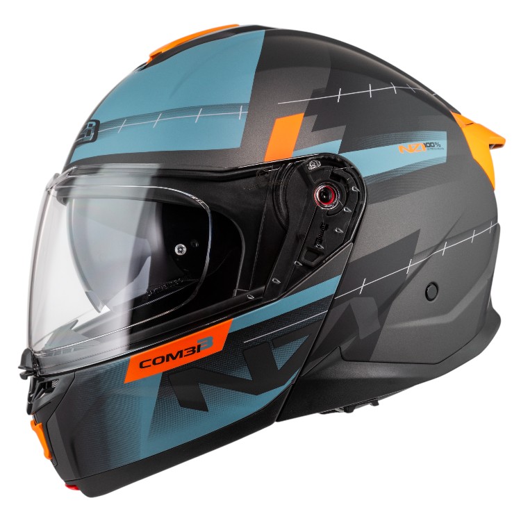 NZI casco moto modular Combi 3 naranja azul