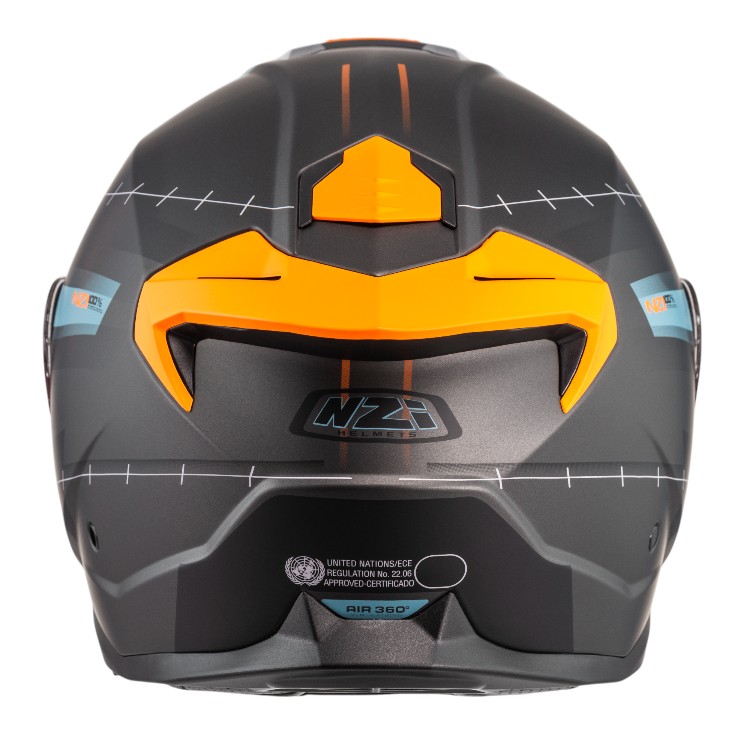 NZI casco moto modular Combi 3 naranja azul - Imagen 3