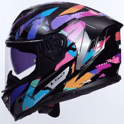 LS2 casco integral Storm III Kaos rosa azul morado