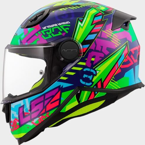 LS2 casco moto infantil integral FF812 Svent verde rosa