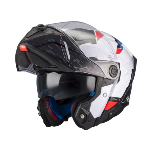 MT Helmets casco modular Atom 2 SV Highlands A7 blanco rojo azul