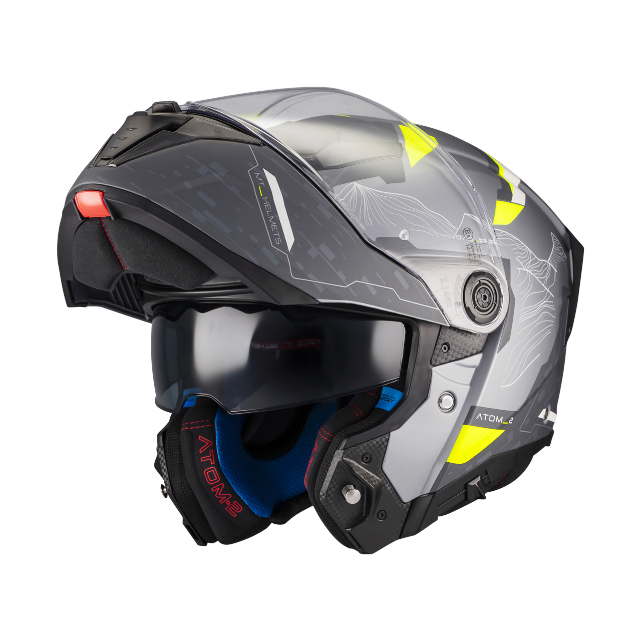 MT Helmets casco modular Atom 2 SV Highlands E2 gris amarillo