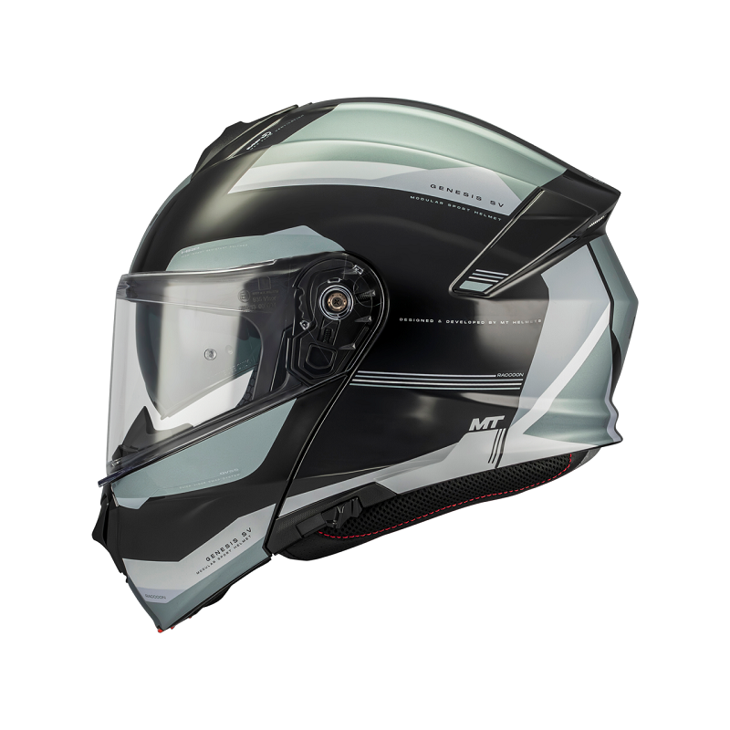 MT Helmets casco modular Genesis SV Raccoon B12 gris - Imagen 2