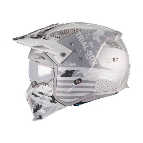 MT Helmets casco trial Streetfighter SV S Belic A2 blanco gris