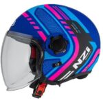 NZI casco jet Ringway 2 Duo Connected azul rosa
