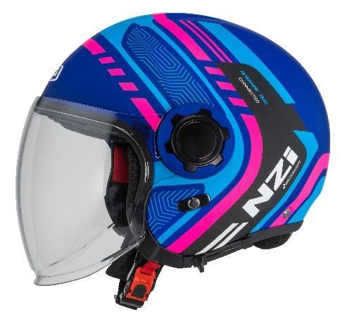 NZI casco jet Ringway 2 Duo Connected azul rosa