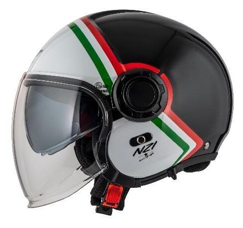 NZI casco jet Ringway 2 Duo Skyline negro blanco Italia