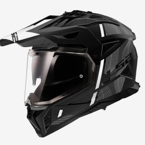 LS2 casco moto Adventure MX Pioneer II Hill negro mate blanco