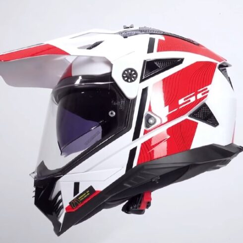 LS2 casco moto Adventure MX Pioneer II Hill rojo