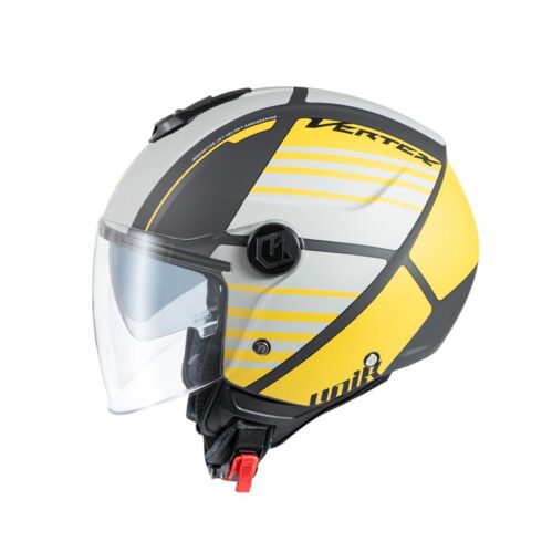 Unik casco jet Vertex DV gafa solar Bricks amarillo