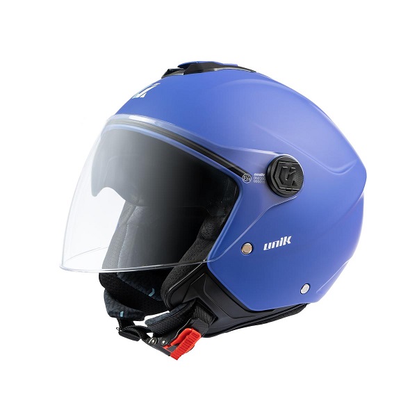Unik casco jet Vertex DV gafa solar azul mate oscuro