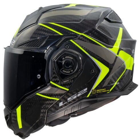 LS2 casco moto modular FF901 Advant X Carbon Future II amarillo