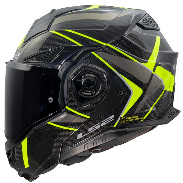 LS2 casco moto modular FF901 Advant X Carbon Future II amarillo
