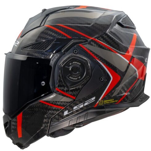LS2 casco moto modular FF901 Advant X Carbon Future II rojo