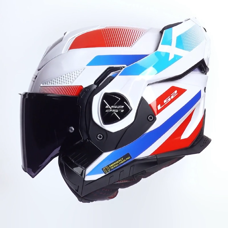 LS2 casco moto modular FF901 Advant X Nova blanco azul rojo - Imagen 2