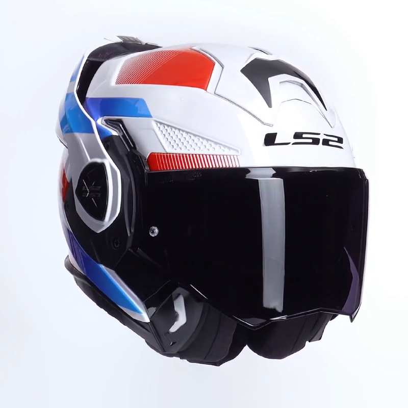 LS2 casco moto modular FF901 Advant X Nova blanco azul rojo - Imagen 4