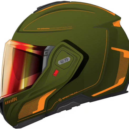 Unik casco modular 180º Spectrum DV Dotty naranja verde