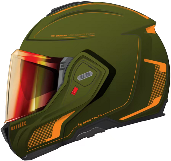 Unik casco modular 180º Spectrum DV Dotty naranja verde