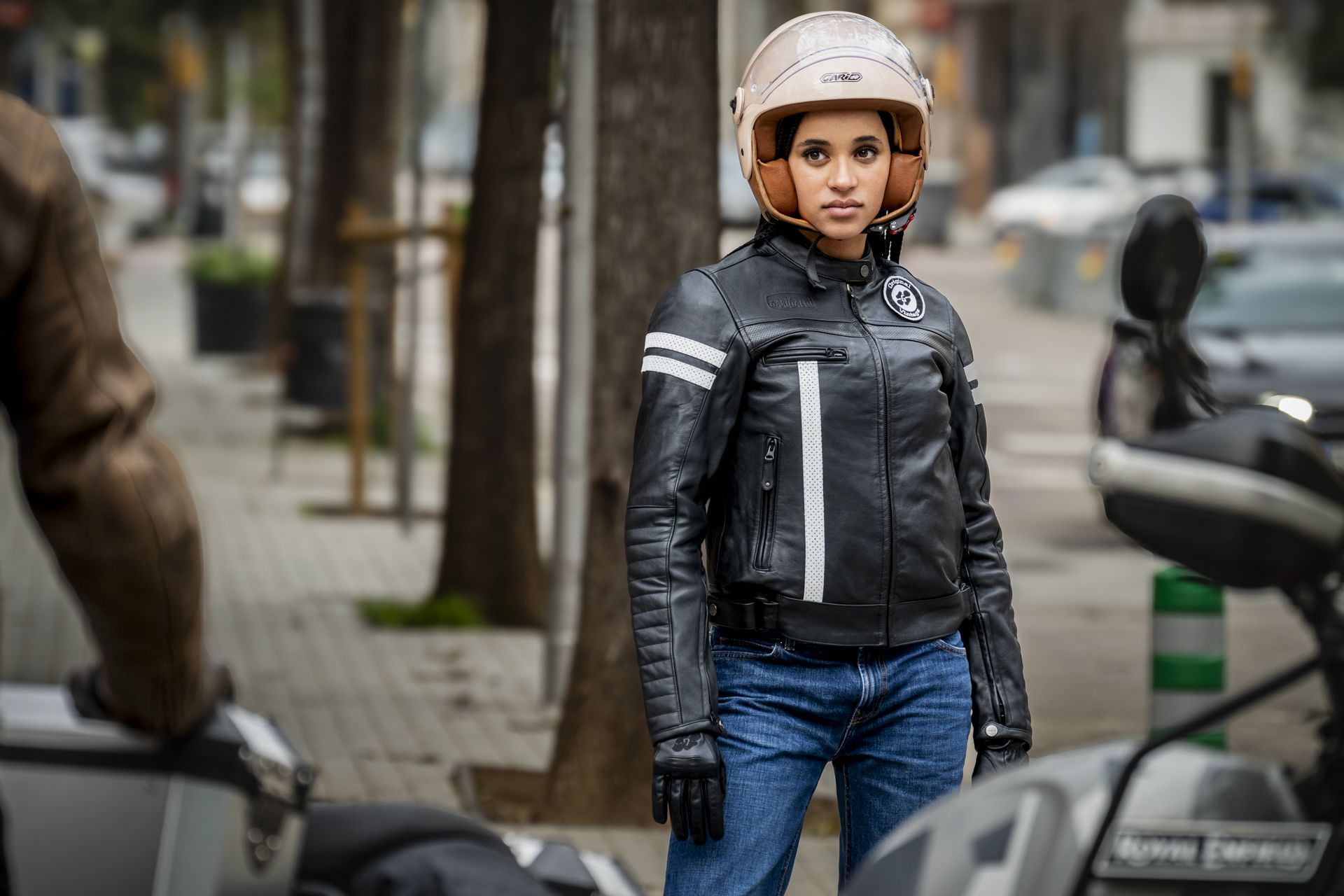 Garibaldi chaqueta moto mujer piel Moka Racer Sas-tec - Imagen 2