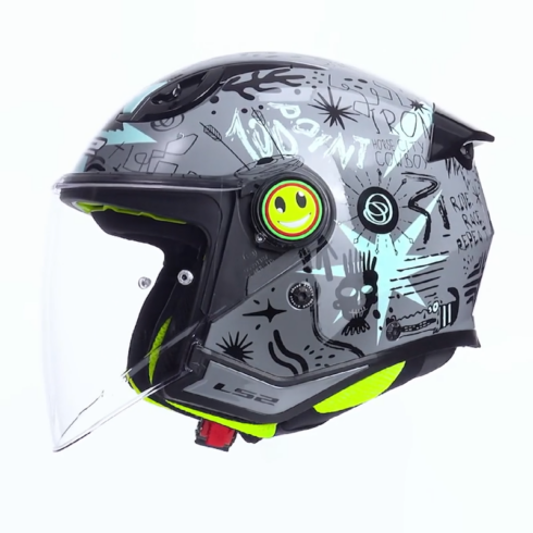 LS2 casco moto infantil Funny II OF622 Scribble gris